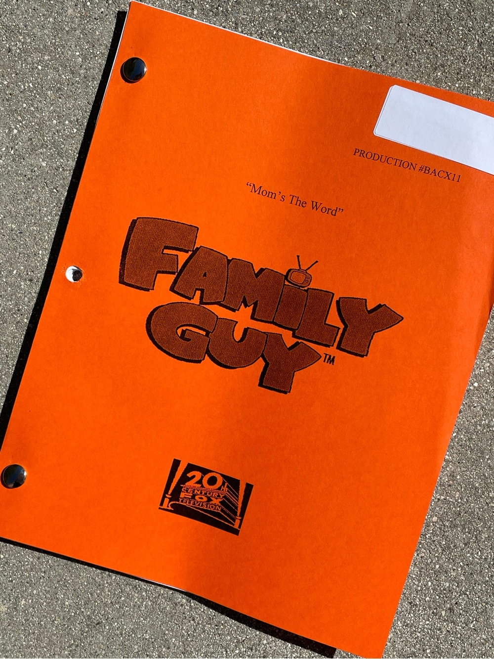 Family Guy 2012 Production Used Table Draft Script Mom’s the Word ARIANA GRANDE!